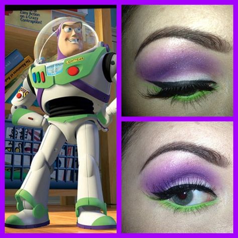 Buzz Lightyear to the rescue! Makeup Party Ideas, Disfraz Buzz Lightyear, Disney Eye, Disfraz Toy Story, Disney Eye Makeup, Makeup Silver, Disney Inspired Makeup, Makeup Orange, Disney Eyes