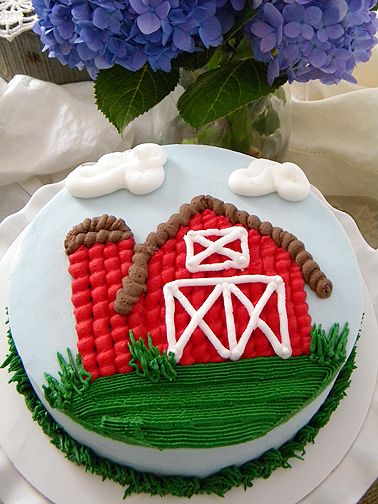 Barnyard birthday smash cake ~ My Sweet Things Farm Animal Cakes Buttercream, Easy Farm Theme Birthday Cake, 1st Birthday Farm Smash Cake, Barnyard Cakes For Boys, Farm Animal Themed Birthday Cake, Smash Cake Farm Theme, Barnyard Cake Ideas, Simple Farm Cake, Barn Cakes For Kids