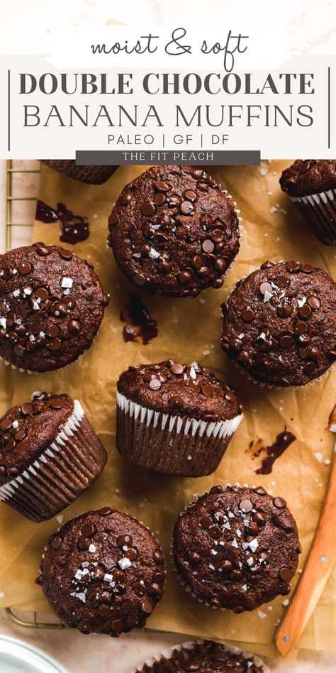 Chocolate muffins scattered on wire rack with parchment paper. Banana Almond Flour Muffins, Extra Bananas, Banana Muffin Recipe Healthy, Almond Flour Banana Muffins, Paleo Banana Muffins, Gluten Free Banana Muffins, Almond Flour Muffins, Healthy Banana Muffins, Banana Muffin