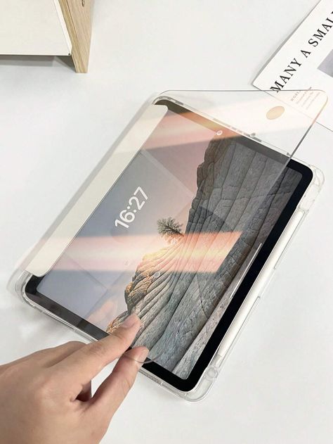 Transparent 2-In-1 Acrylic Tri-Fold Flat Stand Holder For IPad 10.2/Air4/Air5/Pro11/10th/10.9/9.7 Protective CaseI discovered amazing products on SHEIN.com, come check them out! New Ipad, Ipad Tablet, White Acrylics, Tri Fold, Baby Games, Kids Jewelry, Tablet Case, Stylus, Ipad Mini