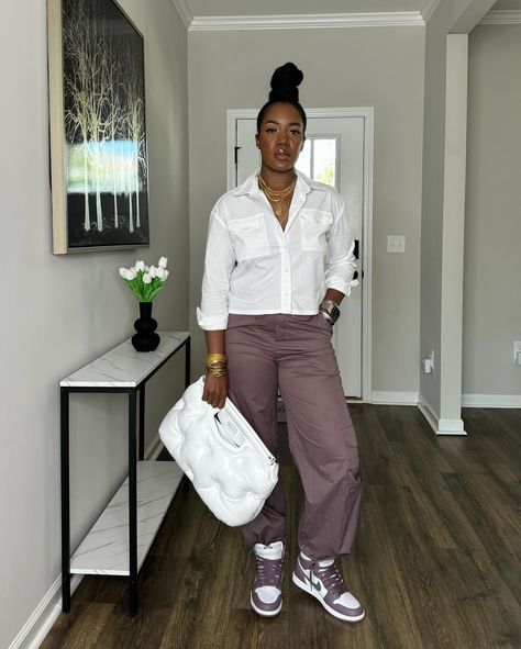 ~Recap of the OOTD~ Swipe to see the look styled with sneakers as well. Watch previous reel for step by step details! 🤍💜 . . 📌Shop exact and similar options on my @shop.ltk page linked in my bio. . . ✨What I’m wearing: *Shirt: @dkny via @nordstrom *Cargo pants: @zara (old) *Sneakers: @jumpman23 via @nike. Linked on my LTK page. *Heels: @ninewest *Bag: @maisonmargiela *Bracelets: @amazonfashion *Necklaces: @macys and @misslola . . . . . . . #theglamcorridor #styleinspiration #styleinspo #f... Business Couture, Old Sneakers, Afro Punk, Cargo Pants, Sneakers Fashion, Stylish Outfits, Step By Step, Fashion Inspo, Ootd