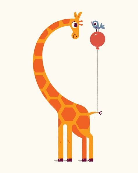 Animal Friends Illustration, Giraffe Balloon, Giraffe Graphic, Giraffe Poster, Bright Illustration, Giraffe Drawing, Giraffe Illustration, Illustration Kunst, Giraffe Art