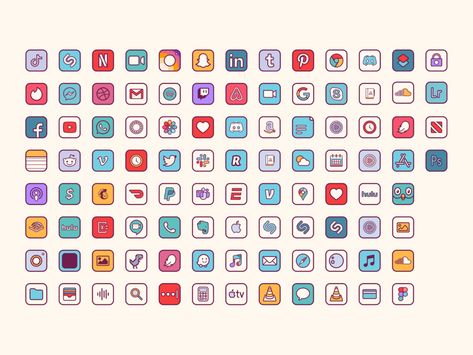 Retro icons groovy home screen by Ruxandra Nastase on Dribbble Retro Icons, App Ikon, Zestaw Ikon, Ios App Iphone, Screen Icon, Cute App, Iphone App Layout, Ios App Icon Design, Iphone Photo App