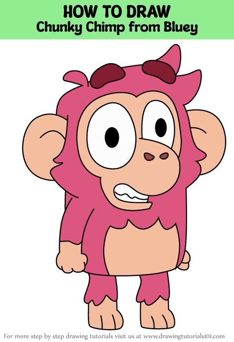 How to Draw Chunky Chimp from Bluey Bluey Characters, Learn Drawing, Crafts For Girls, Step By Step Drawing, Learn To Draw, Rock Painting, Drawing Tutorial, Bingo, Painting Ideas