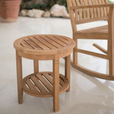 Cambridge Casual Teak Round Side Table Adirondack Table, Classic Side Table, Outdoor Seating Set, Patio Side Table, Teak Side Table, Natural Teak Wood, Patio Style, Hardwood Furniture, Outdoor Side Table