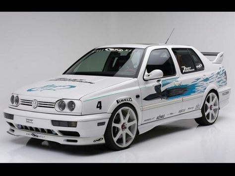 Volkswagen Jetta from the first Fast and Furious movie Volkswagen Jetta Modified, Car Movie, Replica Cars, The Fast And The Furious, Fast And The Furious, Furious Movie, Honda Civic Coupe, Vintage Volkswagen, Vw Cars