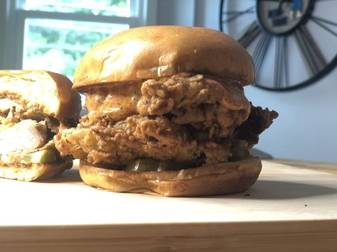 Air Fried Green Beans, Brine Chicken Breast, Crispy Chicken Sandwich, Crispy Chicken Sandwiches, Brine Chicken, Fried Green Beans, Buttermilk Chicken, Spicy Seasoning, Crispy Fried Chicken