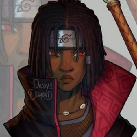 Black Itachi, Anime Cosplay Ideas, Black Anime Guy, Cute Dreads, Black Panther Art, Anime Demon Boy, Rwby Fanart, Anime Devil, Black Cartoon Characters