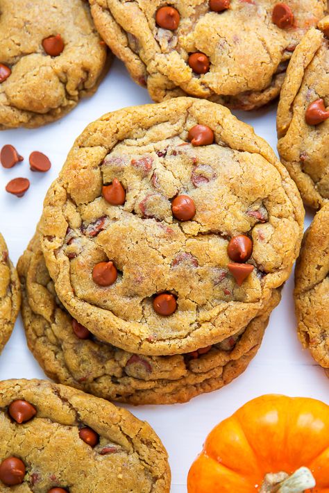 Pumpkin Cookies Easy, Baker By Nature, Pumpkin Cookie Recipe, Pumpkin Cookie, Cinnamon Cookies, Cinnamon Chips, Oatmeal Cookie Recipes, Spice Cookies, Pumpkin Flavor