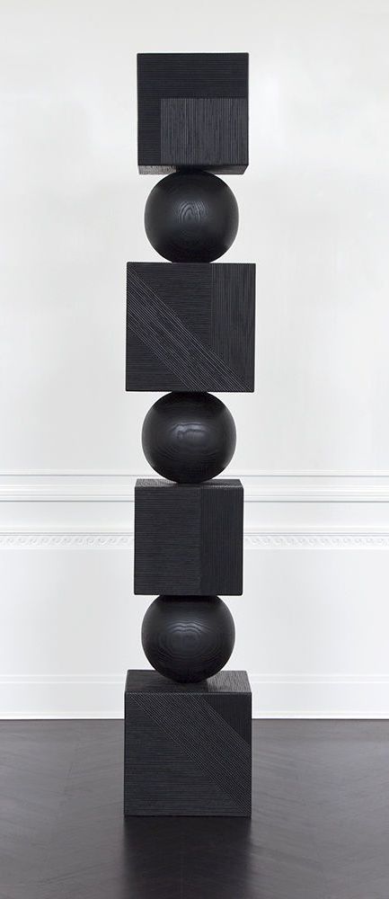 Totem Sculpture, Ebonized Wood, Geometric Sculpture, Wood Artwork, Kelly Wearstler, Art Installation, Outdoor Sculpture, Outdoor Wood, Sculpture Installation