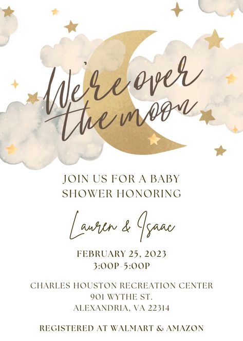 Little Star Baby Shower Ideas, Dream Come True Baby Shower Theme, Dreamy Baby Shower Theme, Cloud Theme Invitation Template, Cloud Theme Gender Reveal Invitation, Moon And Star Invitation, Cloud Baby Shower Invitation, Modern Baby Shower Themes, Moon Stars Baby Shower