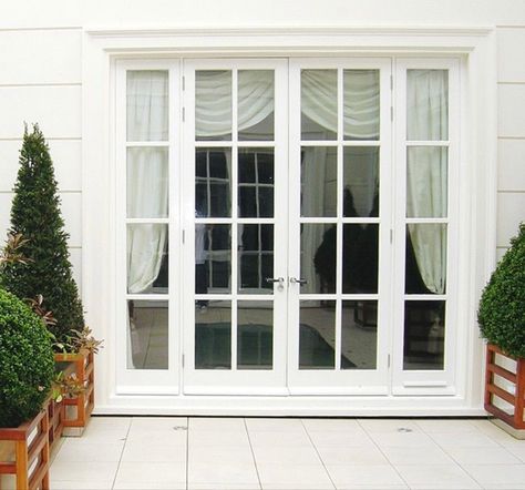 French Doors With Sidelights, Traditional French Doors, External French Doors, Home Window Grill Design, French Balcony, House Window Design, Grill Door Design, French Doors Exterior, Balcony Doors