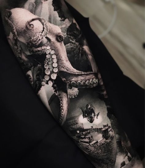 Sea Tattoo Sleeve, Underwater Tattoo, Ocean Sleeve Tattoos, Nautical Tattoo Sleeve, Ocean Sleeve, Octopus Tattoo Sleeve, Random Tattoos, Tiger Tattoo Sleeve, Skull Hand Tattoo