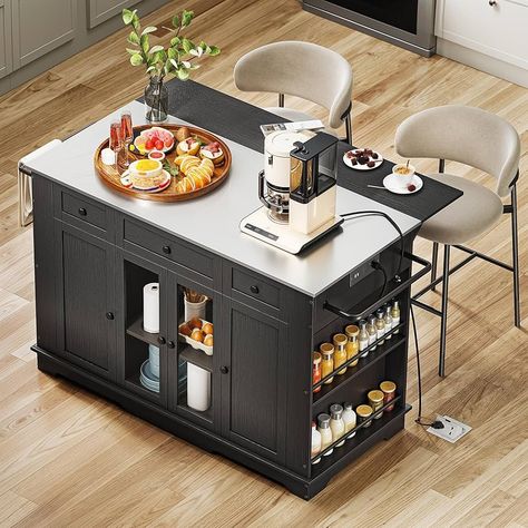 Amazon.com: YITAHOME Kitchen Island with Stainless Steel Top & Power Outlet, 60 Inch Kitchen Island on Wheels with Drop Leaf, Large Rolling Mobile Center Islands w Storage Drawer Cabinet Counter Metal Top, White : Home & Kitchen Diy Bar Shelf Ideas, Diy Bar Shelves, Bar Shelf Ideas, Restaurant Kitchen Equipment, Home Bar Setup, Kitchen Island On Wheels, Stainless Steel Counters, Rolling Kitchen Island, Bar Shelf