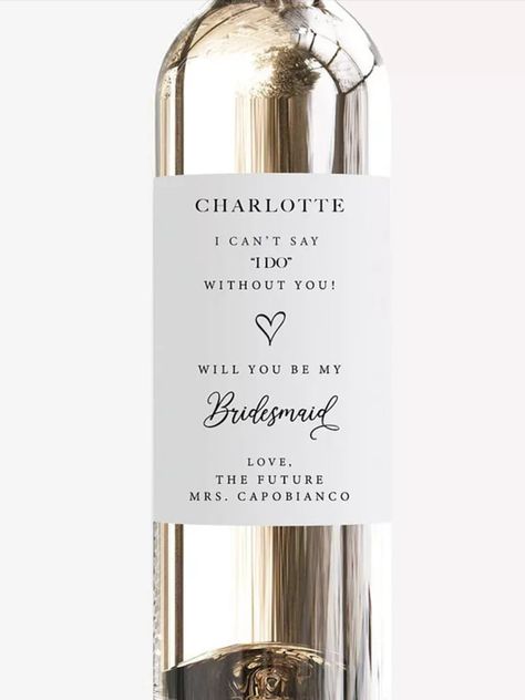 Custom Champagne Bottle Labels, Engagement Wine Bottle Labels, Bridesmaid Wine Bottle Labels, Engagement Party Table, Bridesmaid Wine Label, Mini Champagne Bottles, Bridesmaid Wine, Mini Wine Bottles, Wine Stickers