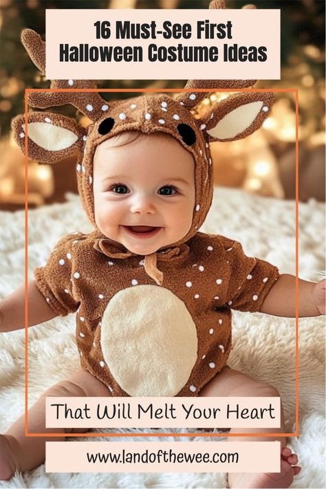 baby girl dressed as a deer. Halloween Costume Ideas For Newborns, Diy Newborn Costumes Halloween, Cute Baby Costumes Boy, Infant Cat Costume, First Halloween Costume Ideas, Best First Halloween Costume, Newborn Deer Costume, Newborn Costume Halloween Girl, Baby’s 1st Halloween Costume Ideas