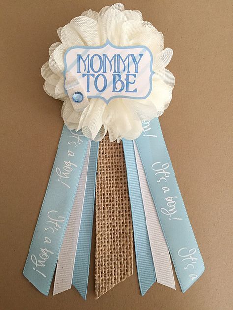 Baby Corsage, Mommy To Be Pins, Shabby Chic Blue, Pin Corsage, Baby Shower Pin, Shabby Chic Baby, Baby Shower Corsage, Ribbon Pin, Chic Baby Shower