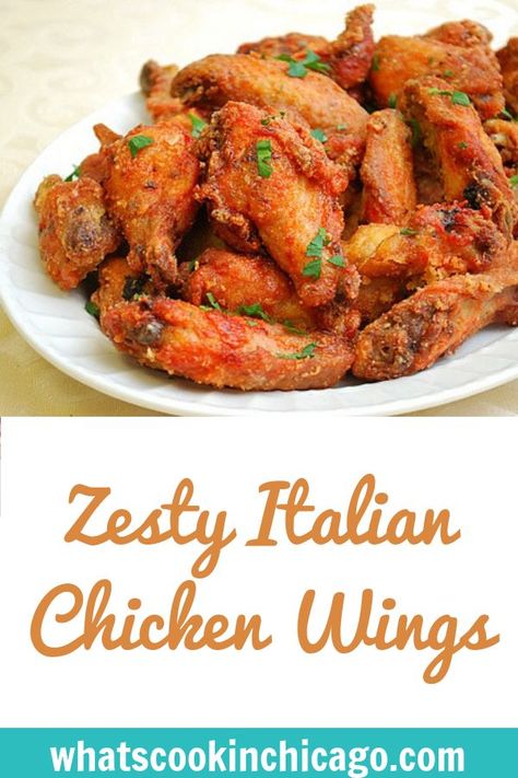 Italian Appetizers Recipes, Italian Chicken Wings, Zesty Italian Chicken, Pizza And Wings, Healthy Chicken Wings, Chicago Deep Dish, Chicago Deep Dish Pizza, Oven Chicken Recipes, Bruschetta Ingredients