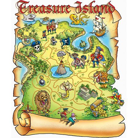 Treasure Island map Treasure Island Map, Treasure Maps For Kids, Treasure Hunt Map, Pirate Treasure Maps, Pirate Crafts, Pirate Games, Maps For Kids, Pirate Day, Treasure Map