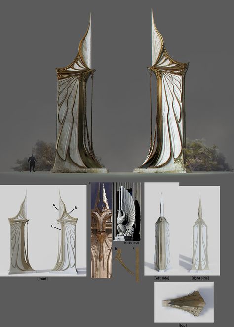 Elf Architecture, Concept Art Props, Elf Castle Concept Art, Elf Concept Art, Elven Architecture Fantasy Art, High Elf Architecture, Witch Tower Concept, Viking Architecture Concept Art, Sci Fi Background