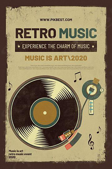 Creative Music Poster, Vintage Music Illustration, Music Graphic Design Illustration, Brown Poster Design, Retro Music Festival Poster, Vintage Poster Design Retro Graphics, Music Poster Design Graphics, Retro Design Ideas, Retro Music Posters