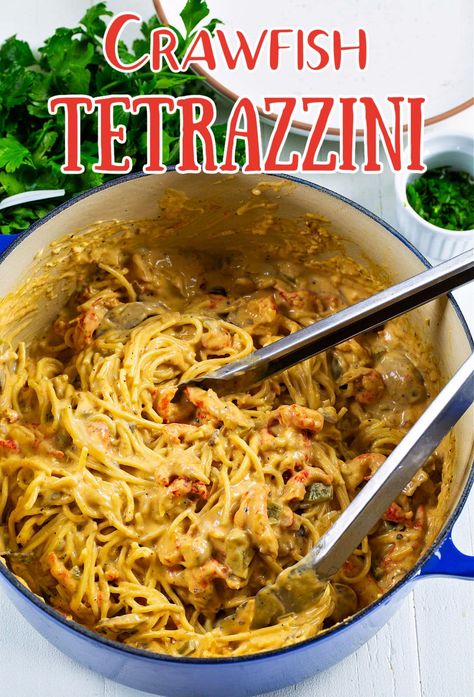 Crayfish Pasta Recipe, Seafood Tetrazzini, Crawfish Noodles, Crawfish Casserole Recipes, Crawfish And Shrimp Pasta, Crawfish Pasta Recipes, Creamy Crawfish Pasta, Crawfish Etoufee Pasta, Crawfish Velveeta Fettuccine