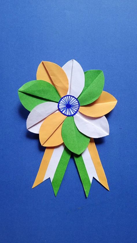 Independence Day Badge, Indian Tricolor, Independence Day Crafts, Independence Day 2023, Badge Ideas, Badges Diy, Jr Art, Craft Tutorial, Crafts Ideas