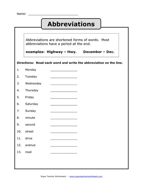 State Abbreviations Worksheet Abbreviations Worksheet, State Abbreviations, Nouns Worksheet, French Worksheets, English Grammar Worksheets, Time Worksheets, 2nd Grade Worksheets, Learning Worksheets, Help Wanted