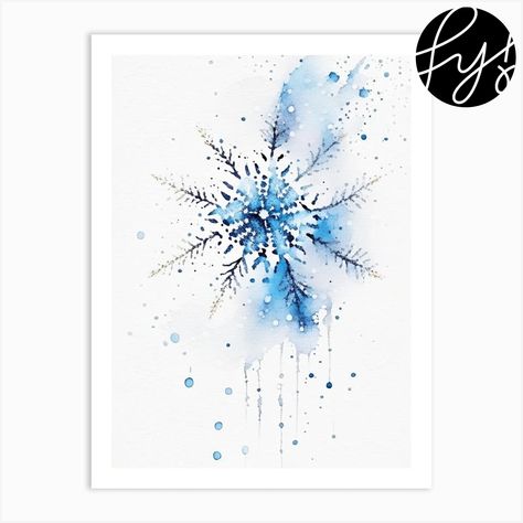 Fine art print using water-based inks on sustainably sourced cotton mix archival paper. • Available in multiple sizes • Trimmed with a 2cm / 1" border for framing • Available framed in white, black, and oak wooden frames. Tags: PJ-4942-1423 Watercolor Snowflake Tutorial, Christmas Ornament Watercolor Paintings, Easy Watercolour Christmas, Blue Watercolour Painting, Winter Watercolour Painting, Christmas Abstract, Watercolor Snowflakes, Watercolour Christmas Cards Ideas Easy, Snowflake Watercolor