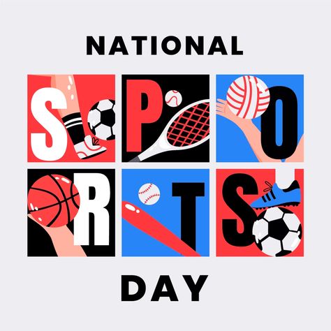 Sports Day Banner, Sports Day Decoration, Sports Day Poster, National Sports Day, Geometric Shapes Design, Adobe Illustrator Graphic Design, Day Illustration, Sport Banner, Sport Poster Design