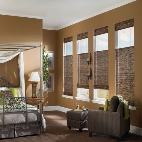 Value plus woven wood/bamboo shades are an excellent choice anywhere in the modern home or office. With their natural fibres and textures, these shades are popular among consumers seeking a professional, trend-conscious look! Entrance Sitting Area, Natural Window Coverings, Sitting Area Chairs, Light Entrance, Linen Window Treatments, Small Basement Remodeling, Sunroom Windows, Patio Door Blinds, Best Blinds