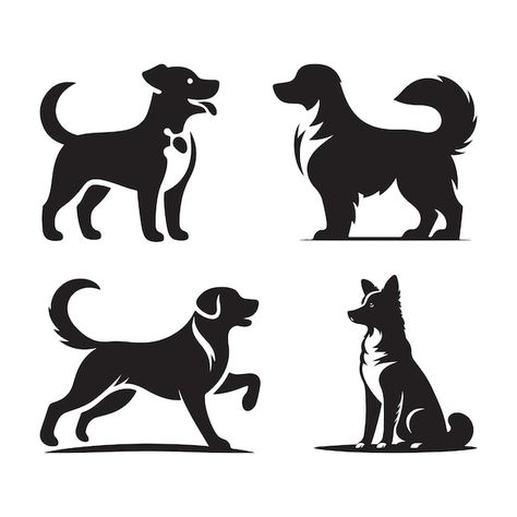 Vector dogs set silhouette on a white ba... | Premium Vector #Freepik #vector Dog Silloettes, Dog Vector Art, Pet Silhouette, Dog Stencil, Silhouette Dog, Dog Logo Design, Cm Logo, Pet Hotel, Paper Stuff