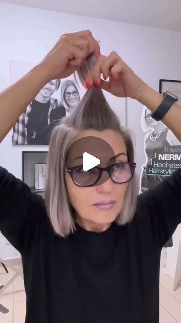 Medium Length Tutorial Hairstyles, Long Bob Hair Updo, Bob Hairstyles Updo Ideas, Updo Tutorial For Short Hair, Easy Hair For Short Hair, Hair Styles For Medium Length Videos, Long Bob Hair Styling Ideas, Short Hair Updo Hacks, Hairstyle For Shoulder Length Hair Easy