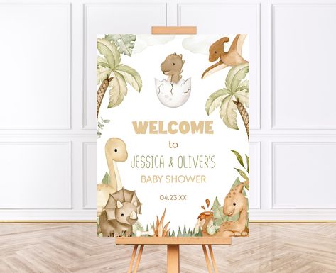 BOHO DINOSAUR Baby Shower Welcome Sign, Printable Dino Baby Shower Decor, Editable Boy Dinosaur Party, Boho Baby Shower Signage BS92 Boho Dinosaur, Baby Shower Signage, Baptism Themes, Dinosaur Baby Shower Theme, Welcome Sign Printable, Dinosaur Baby Shower, Shower Inspiration, Baby Shower Inspiration, Shower Welcome Sign