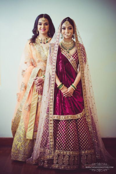 Bridal Wear - Bride in a Velvet Marsala Lehenga with Double Dupatta | WedMeGood #wedmegood #indianbride #indianwedding #lehenga #bridal #bridalwear #weddinglehenga How To Drape Velvet Dupatta On Lehenga, Velvet Dupatta Lehenga, Bridal Double Dupatta, Lehenga With Velvet Dupatta, Dresses For Brides Sister, Double Dupatta Lehenga, Lehenga Dupatta Draping Style, Maroon Bridal Lehenga, Double Dupatta