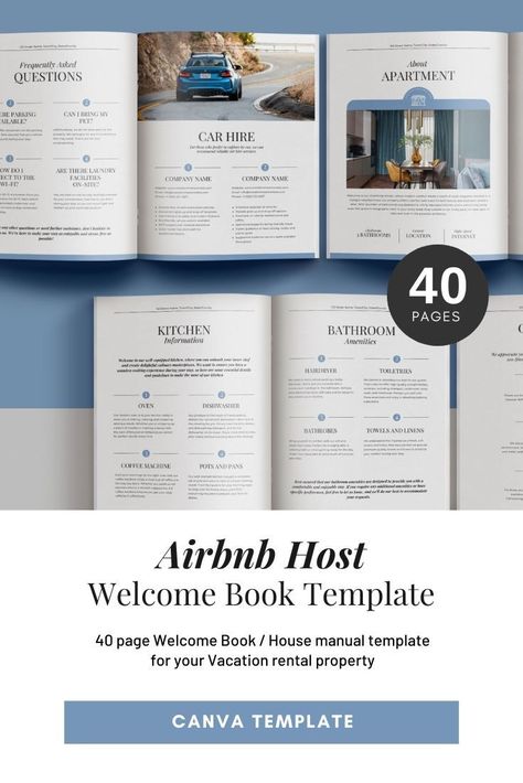 Enhance the guest experience with our Airbnb Welcome Book Template— a must-have for any vacation rental property! This comprehensive guide provides everything guests need to know to enjoy their stay, from house rules to local recommendations. Designed on Canva, it offers complete customization, enabling you to add, edit, or delete sections as per your requirements. Guide Book Design, Introduction Quotes, Vacation Rental Host, Airbnb Hosting, Airbnb Welcome Book Template, Airbnb Welcome Book, Book Templates, Graphic Design Books, Online Presentation