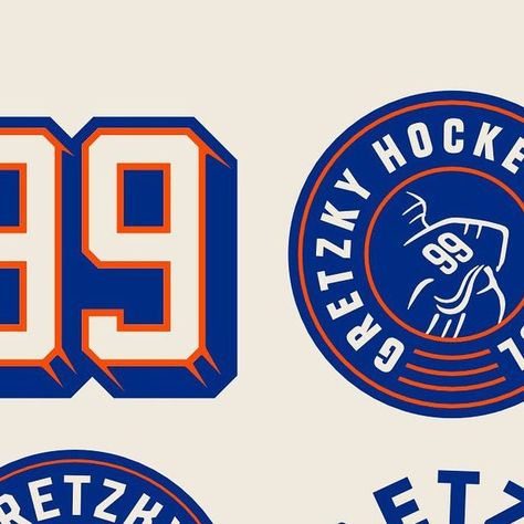 Luc Sauve on Instagram: "What Gretzky colour scheme is your favourite? For me it has to be the iconic Oilers colours from the 80s. These are some of the designs I did for the @gretzkyhockeyschool. It was truly an honour to create designs for a hockey legend. #lucsauvedesign #badgedesign #gretzkyhockeyschool" Hockey Illustration, 80s Sport, 80s Sports, Hockey Design, Hockey Logos, Cool Prints, Sport Logo, Typography Illustration, Visual Language