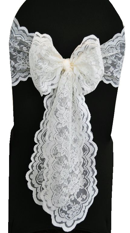 Lace Chair Sashes - Ivory 90102 (10pcs/pk) Chair Sashes Wedding, Chevron Table Runners, Wedding Chair Sashes, Banquet Chair Covers, Lace Sash, Chair Bows, Chair Ties, Sequin Backdrop, Chair Sash