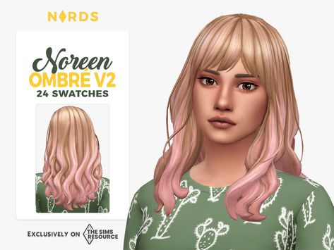 Sims 4 Ombre Hair, Short Ombre Hair, Forehead Wrinkles, Sims 4 Mm, Ombré Hair, Sims Hair, Cc Sims, Ombre Hair Color, Pastel Hair