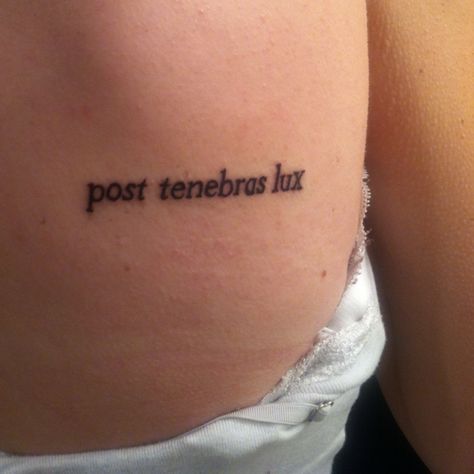 tattoo: post tenebras lux (after darkness, light)   Love. Lux Aeterna Tattoo, Post Tenebras Lux Tattoo, Xoil Tattoo, Modern Tattoo Ideas, Life Is A Highway, Modern Tattoos, Best Tattoo Ideas, Dark Tattoo, Tattoo Girl