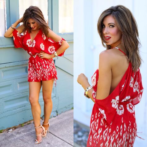 Red Romper + Red Lip @ www.tracyhensel.com Tracy Hensel, Southern Women, Red Romper, Red Lip, Summer Lovin, Red Lips, Outfit Of The Day, Outfit Inspirations, Rompers