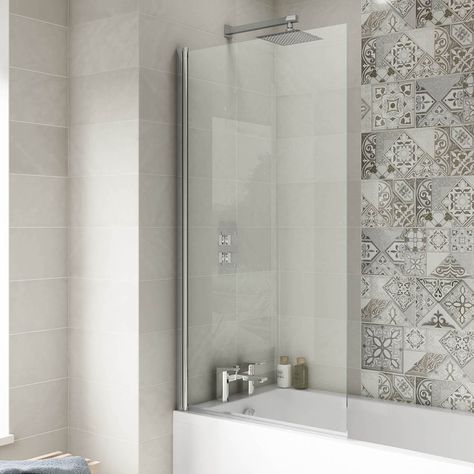 Hinged Bath Screen | Bath Shower Screens | Victorian Plumbing P Shaped Bath, Very Small Bathroom, Bath Screen, Square Bath, Round Bath, Straight Baths, Bath Shower Screens, Bath Panel, Small Bathroom Ideas On A Budget