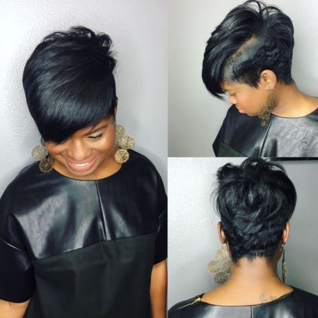 Tapered Combover Pixie Black Hairstyles Silk Press, High Bob Haircut, Line Up Haircut, Short Hairstyles For Black Women, Black Hair Short Cuts, Short Black Hair, Short Weave, Short Sassy Hair, Nice Hair