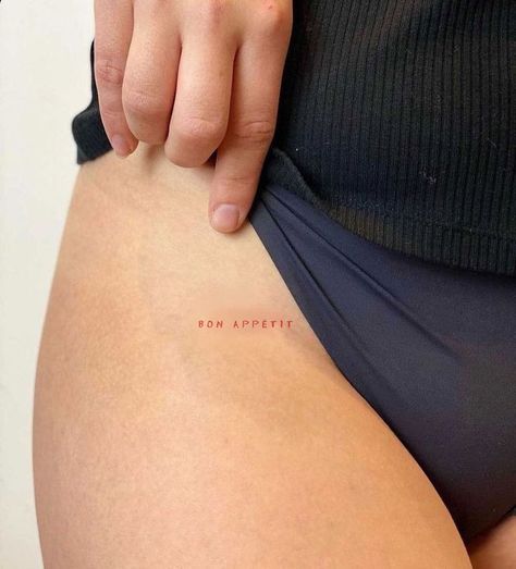 Love Me Tattoo, Small Hip Tattoos Women, Small Thigh Tattoos, Private Tattoos, Hip Tattoos Women, Petite Tattoos, Small Hand Tattoos, Discreet Tattoos, Dainty Tattoos