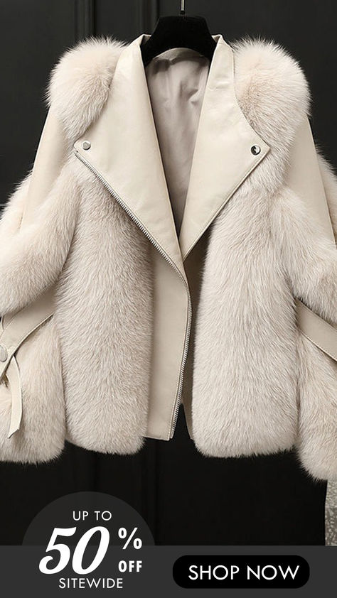 10% off first order Free shipping on orders over $100 Winter Mode Outfits, Fox Collar, Mode Mantel, Fur Coat Fashion, Fox Fur Jacket, Faux Fur Coats, Casual Outwear, Fox Fur Coat, Fur Coats