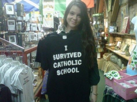 You wear your "survival" like a badge of honor.   Signs you went to catholic school I Survived Catholic School, Catholic Humor, Modern Market, Catholic School, Catholic Quotes, Roman Catholic Church, I Survived, Roman Catholic, Market Research