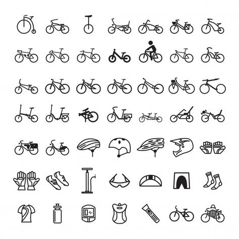 Set of bicycle icon | Premium Vector #Freepik #vector #icon #woman #sport #beach Bike Related Tattoos, Simple Bike Tattoo, Bicycle Doodle, Bike Doodle, Kenya Art, Tattoo Bike, Bicycle Vector, Stickers Bike, Bike Tattoo