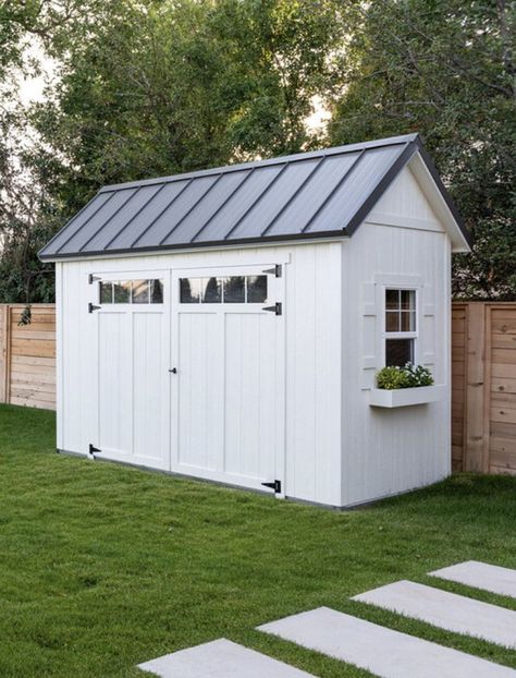 Shed Exterior Ideas, Sheds Ideas Backyard, Outdoor Garden Sheds, Shed Landscaping, Pool Shed, Backyard Storage Sheds, Simple Shed, Backyard Storage, Shed Building Plans