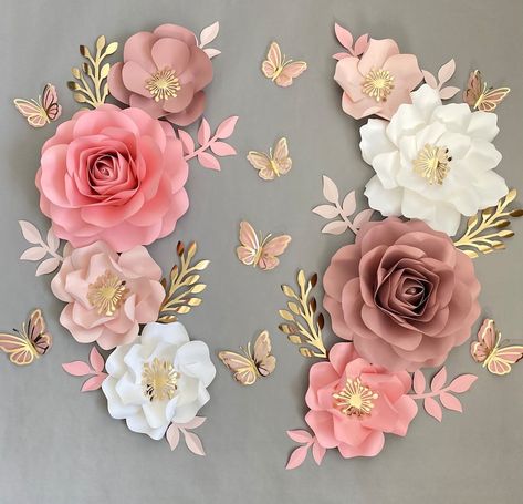 Girl Nursery Flowers, Paper Flower Nursery, Turquoise Nursery, Nursery Flowers, Blush Nursery, Flowers Nursery, Nursery Decor Inspiration, Rose Nursery, Wall Flowers