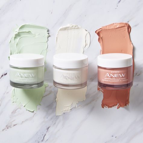 Anew Clay Masks http://go.youravon.com/32sp4d Cleanser Products, Online Brochure, Avon Skin Care, Avon Anew, Body Firming, Skin Cleanser, Avon Makeup, Avon Rep, Beauty Products Photography